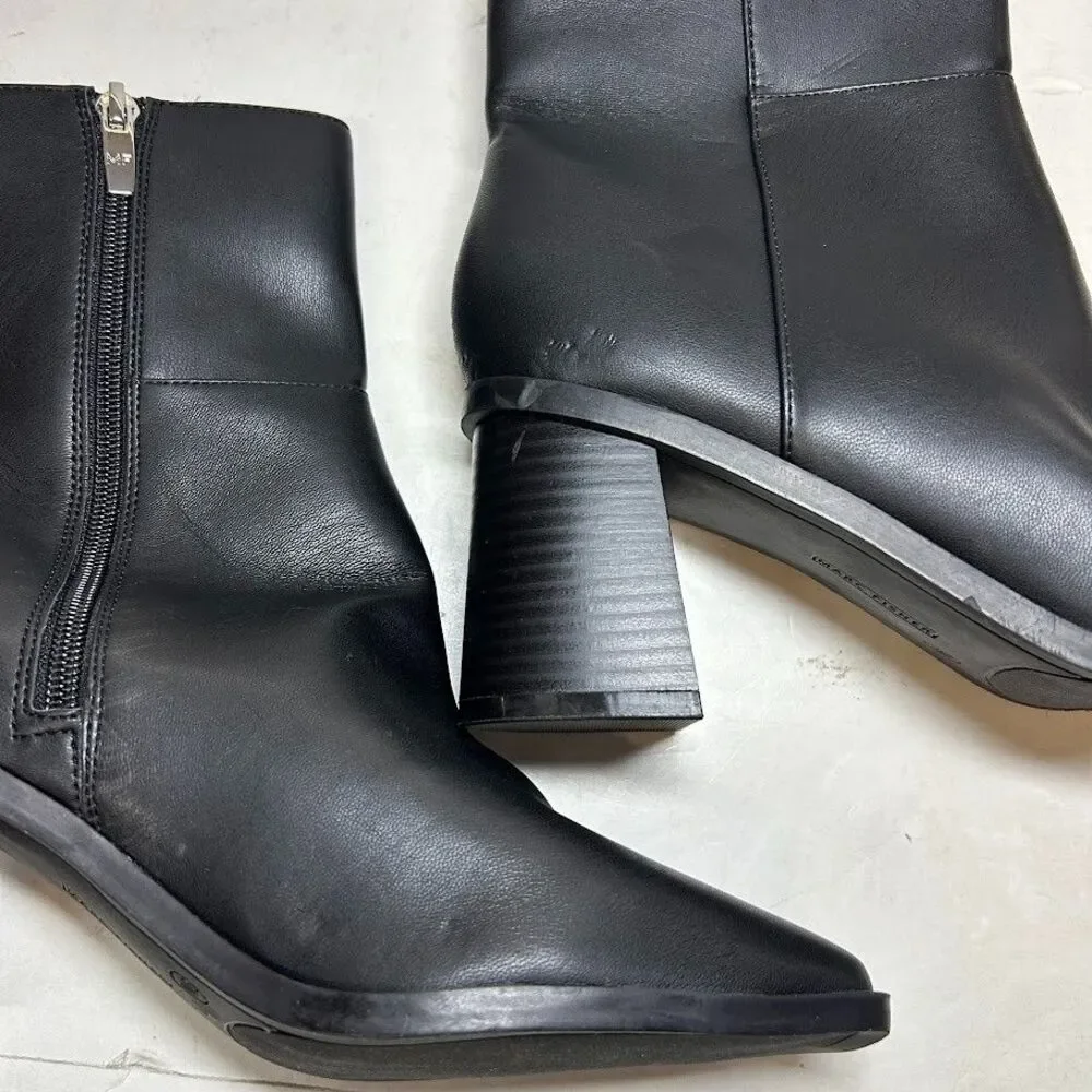 Marc Fisher Womens 8.5 M Black Dairey Zip Up Block Heel Ankle Boots DISPLAY QX7